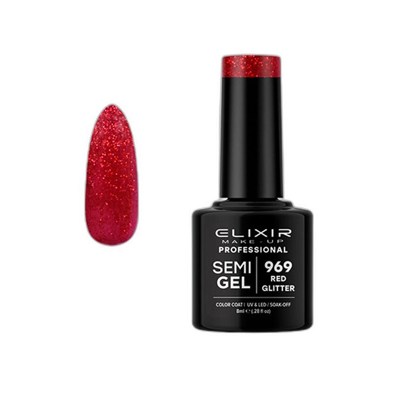 ELIXIR SEMI GEL COLOR 8 ML RED GLITTER Nº 969