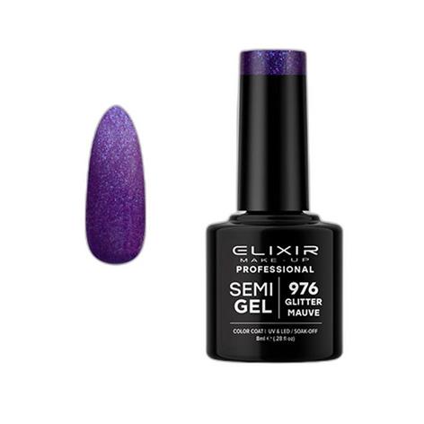 ELIXIR SEMI GEL COLOR 8 ML GLITTER MAUVE Nº 976