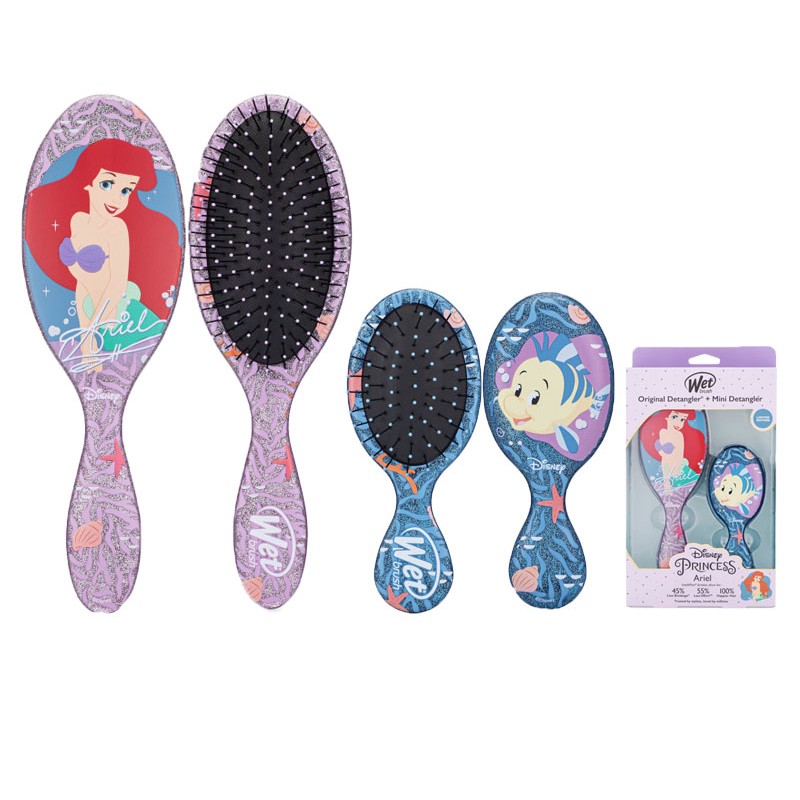 DISNEY PRINCESS ARIEL ORIGINAL DETANGLER + MINI DETANGLER