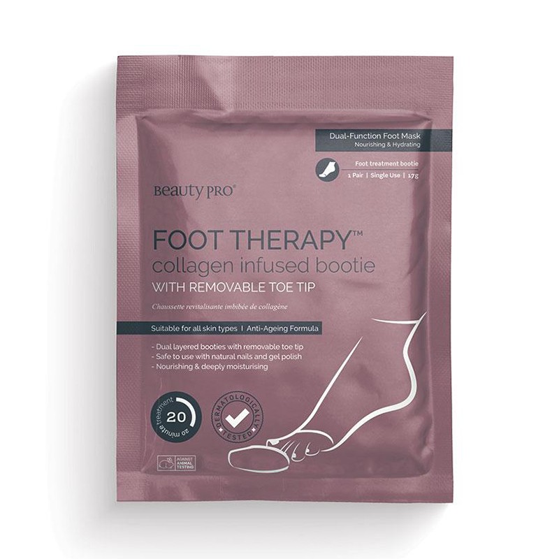 BEAUTY PRO FOOT THERAPY COLLAGEN INFUSED BOOTIE WITH REMOVABLE TOE TIP 17G