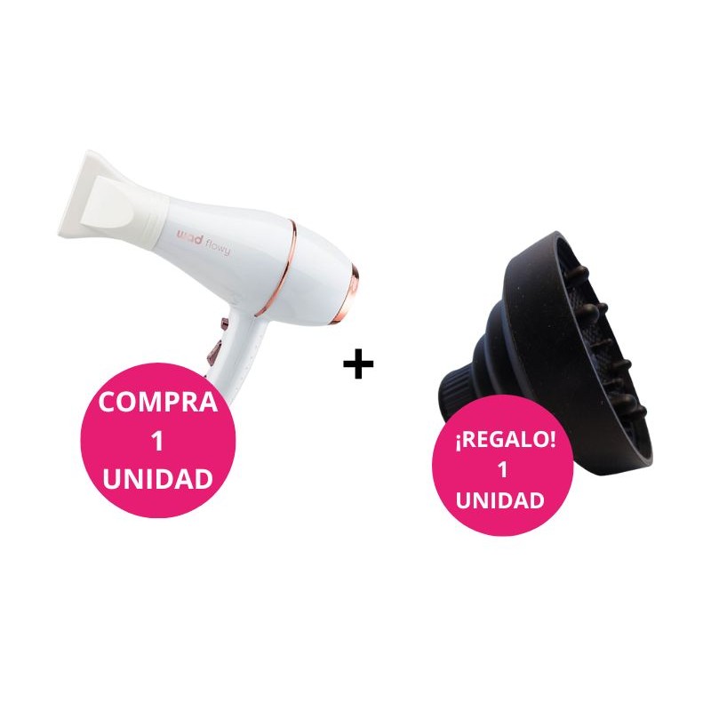 KIT SECADO WAD (FLOWY WHITE + DIFUSOR PLEGABLE NEGRO)