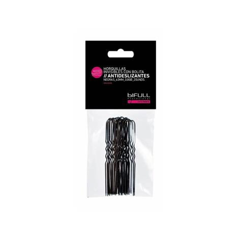 BIFULL HORQUILLAS INVISIBLES ANTIDESLIZANTES NEGRAS 63MM 20UDS