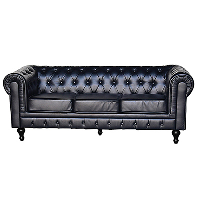 SILLON DE ESPERA CHESTER TRES  PLAZAS NEGRO